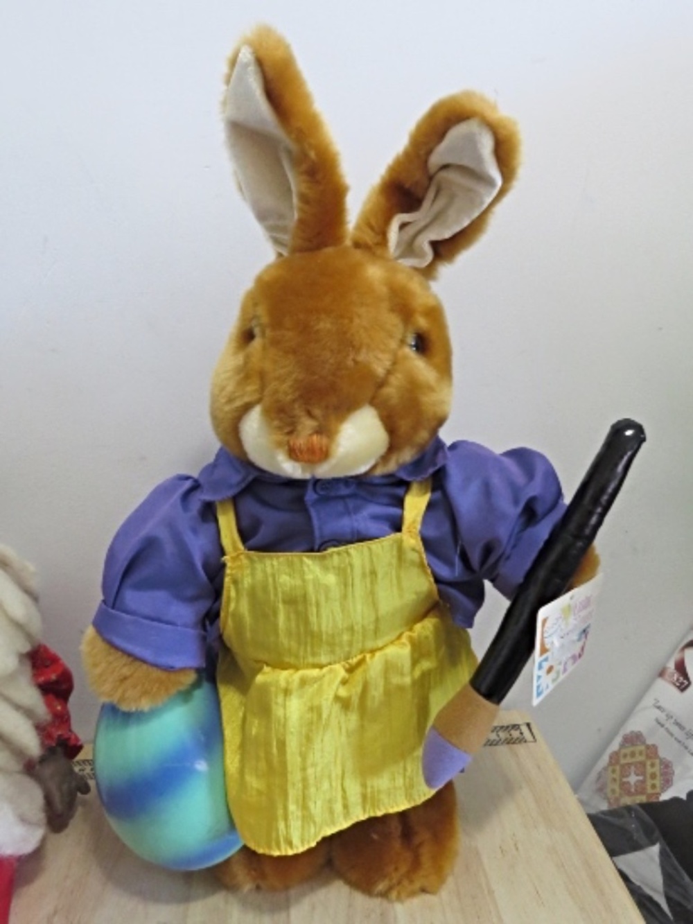 Dan Dee Collectors Choice Large Easter Bunny Plush Toy Paintbrush Egg 20" Apron
